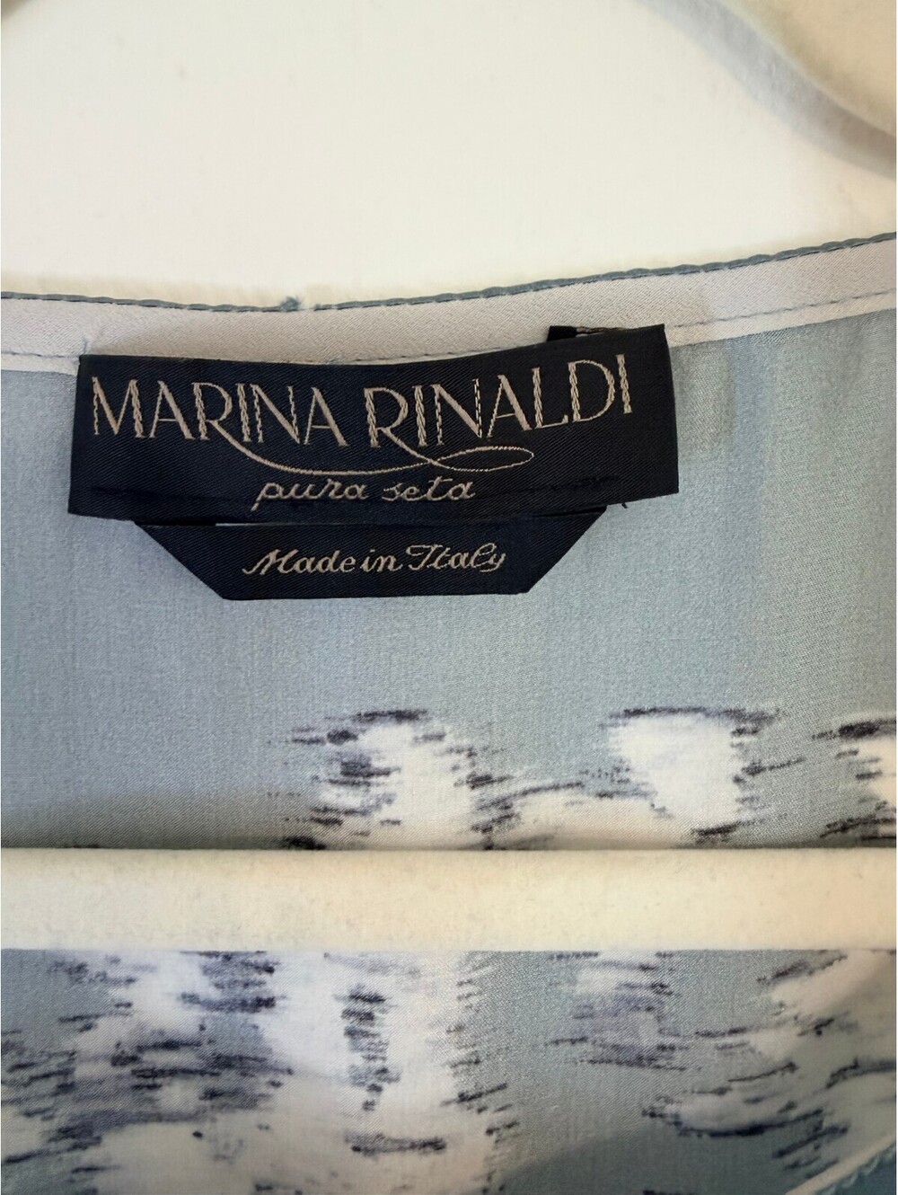 Marina Rinaldi Silk Blouse Blue Abstract Print Made in Italy Plus Size - Picture 3 of 8